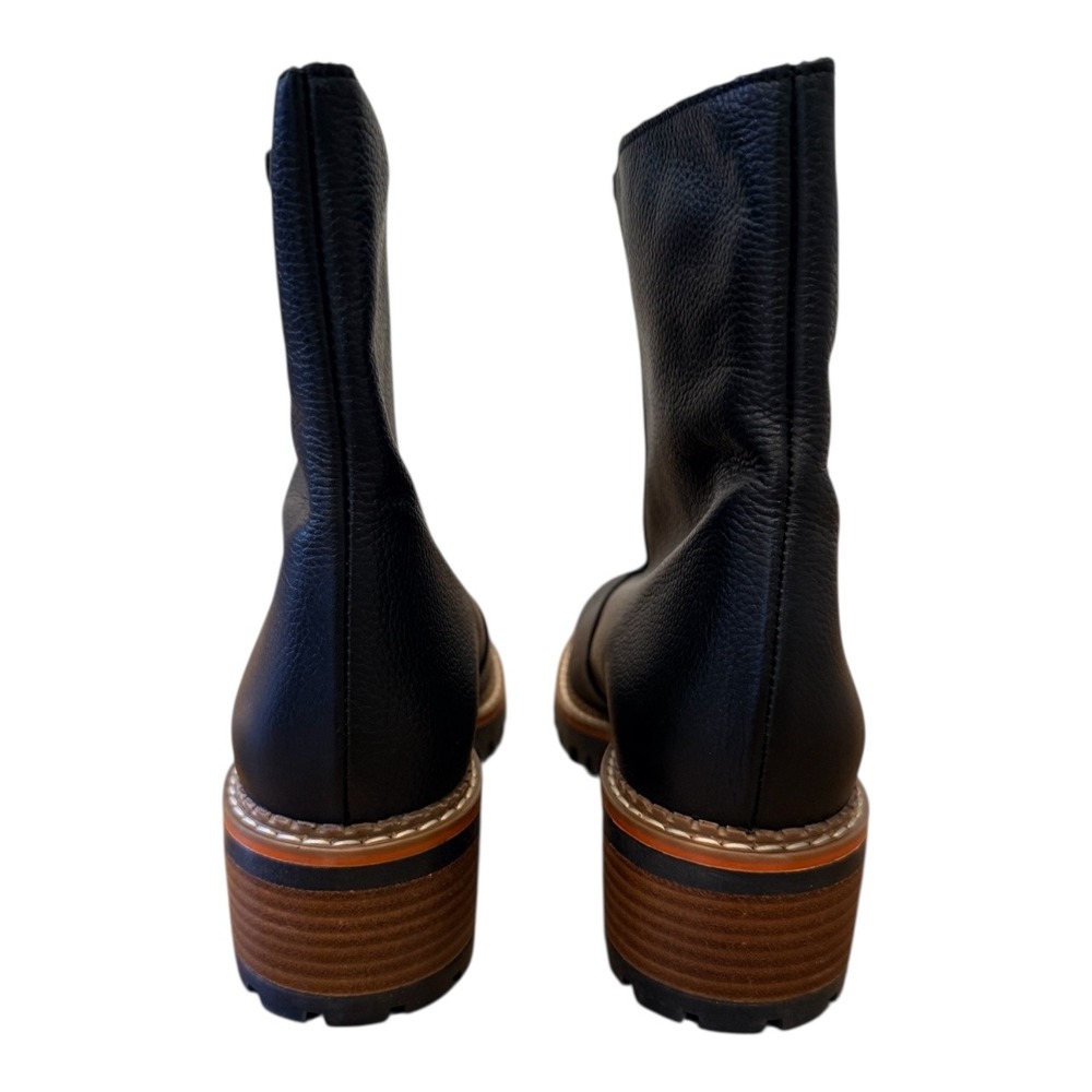 Bertuchi Black Leather Front Zip Chunky Heel Lug Sole Boots Women's Like New‎ 40 - Picture 6 of 7